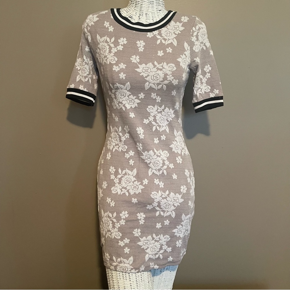 Lime N Chili tan floral bodycon dress